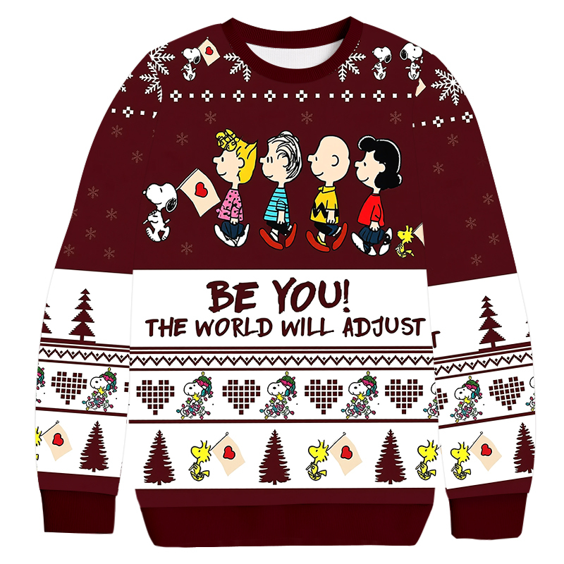 Be You The World Will Adjust Christmas Ugly Sweatshirt Christmas Party Novelty Sweater Gift Ideas
