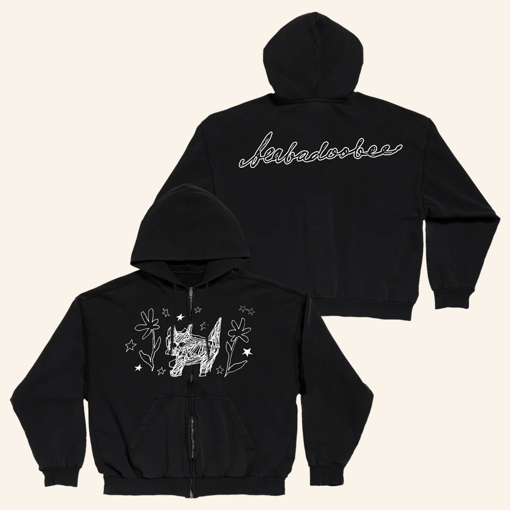 Beabadoobee Merch Scribble Cat Zip Hoodie Gift Ideas For Music Lovers