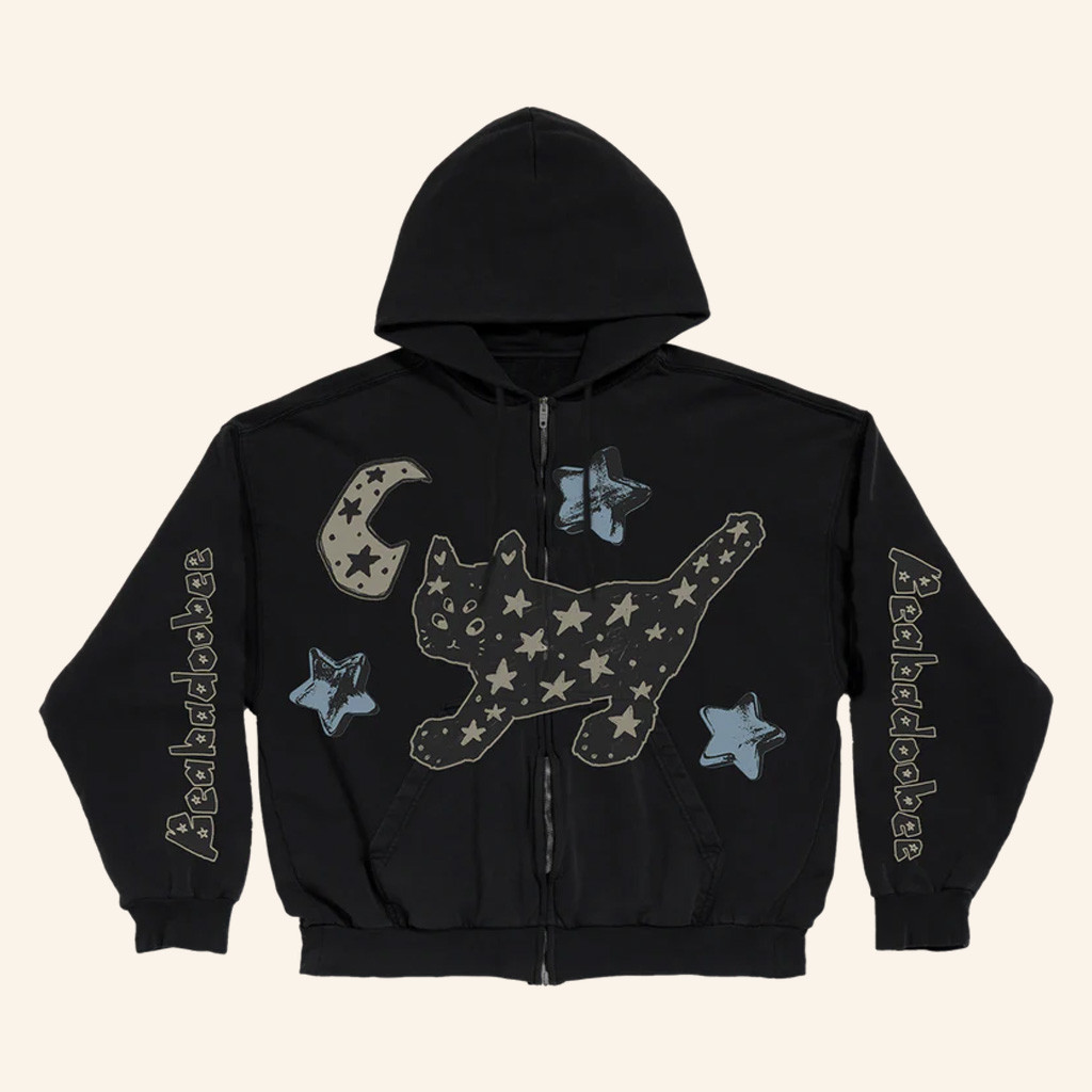 Beabadoobee Merch Space Cat Zip Hoodie Presents For Music Lovers