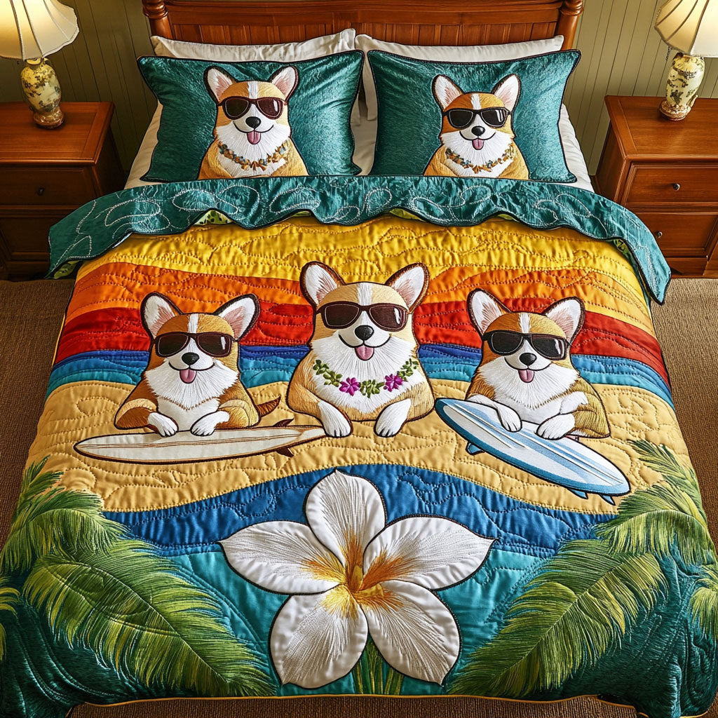 Beach Buddies Trio Quilted Bedding Set Cozy Comforter Set for Winter Warmth
