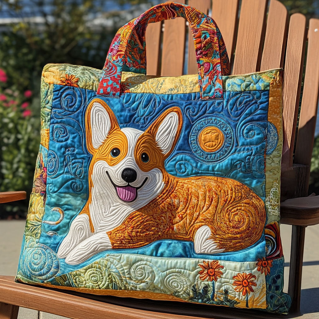 Beach Bum Corgi Quilted Tote Bag Doggy Gifts For Humans