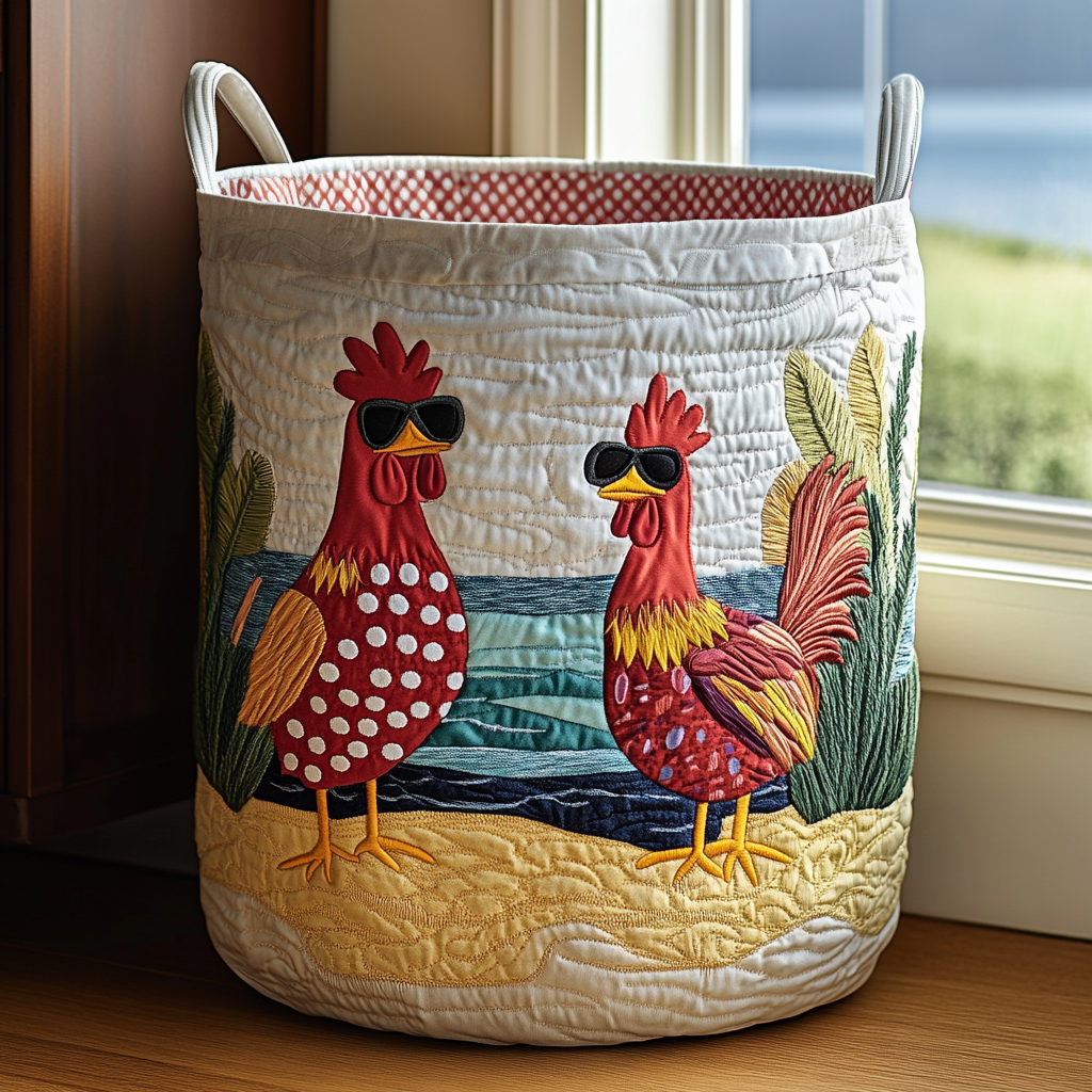 Beach Chicks Quilted Laundry Basket Merch For Family