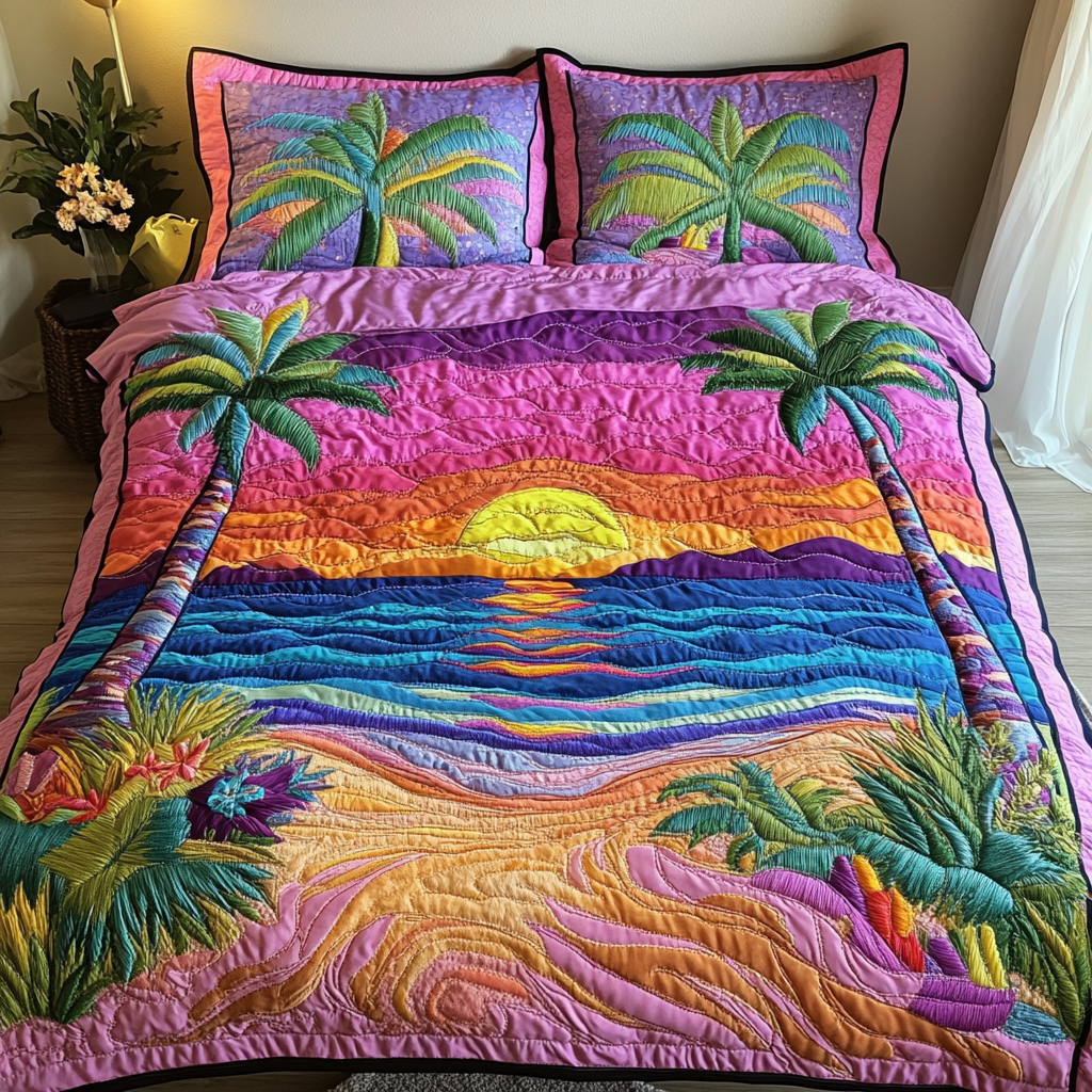 Beach Dreams Quilted Bedding Set Bedroom Decor Best Christmas Gifts For Surfers