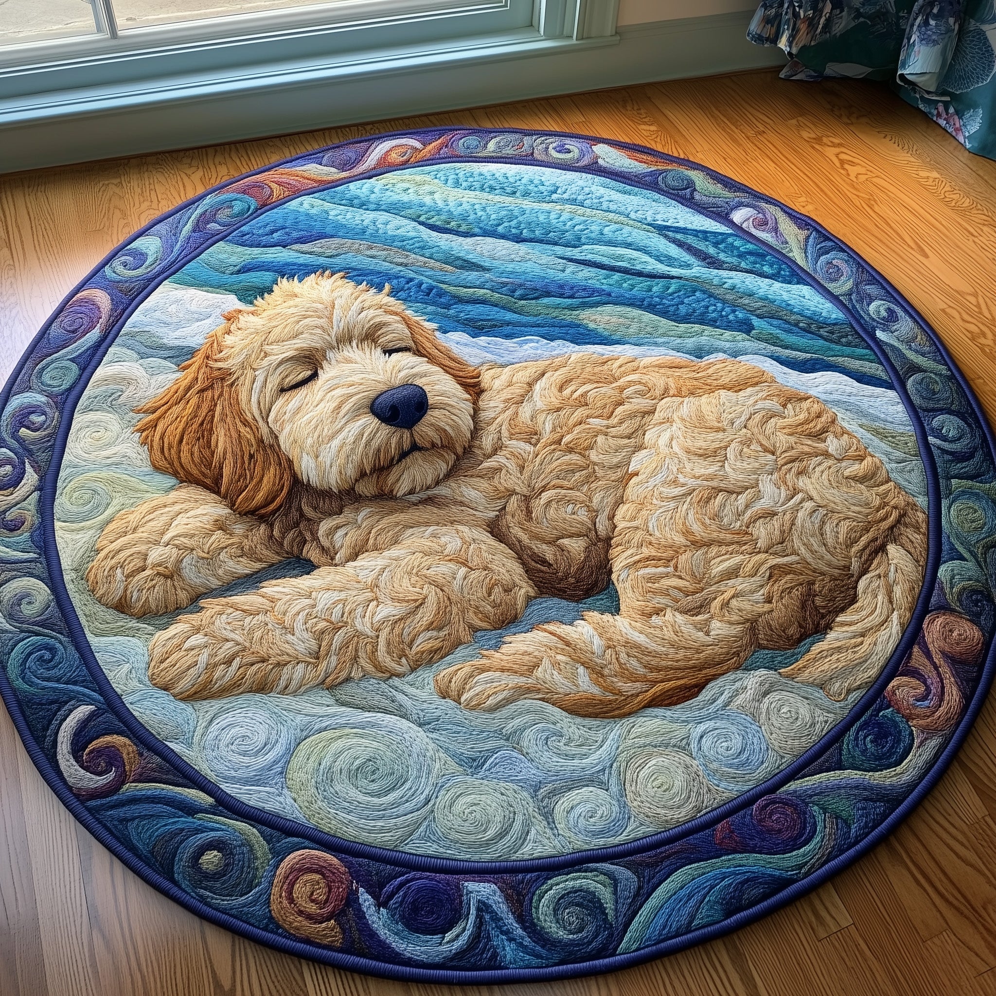 Beach Dreamy Doodle Quilted Round Mat Halloween Gift