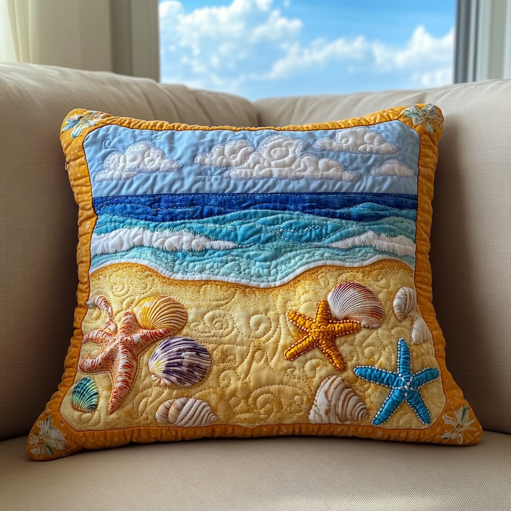 Beach Escape Quilted Pillow Case Throw Pillow Case Covers Gifts For Marine Life Lovers