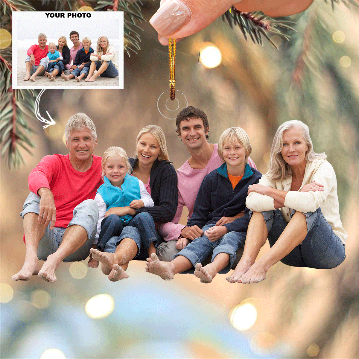 Beach Family Personalized Photo Mica Ornament Gift For Family Family Members