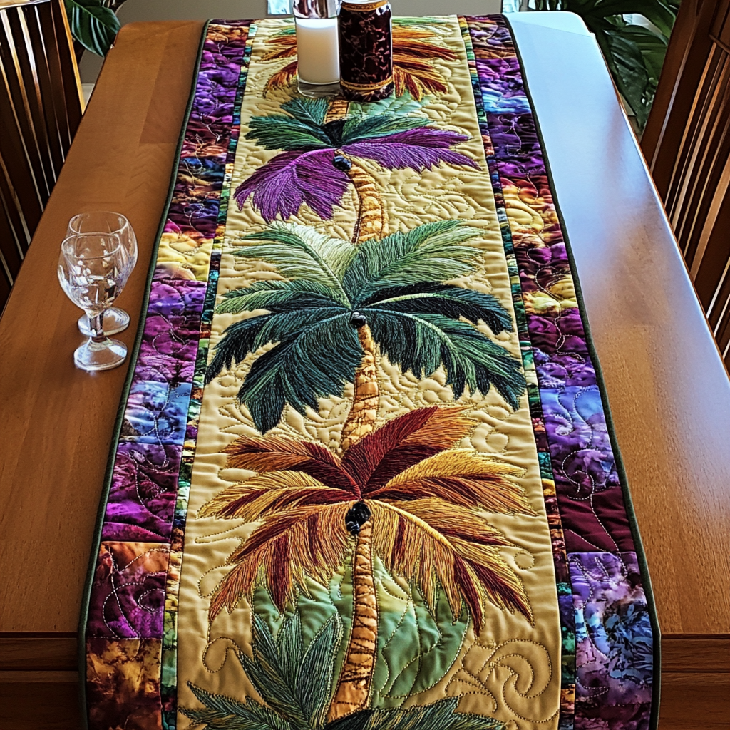 Beach Garden Quilted Table Runner Summer Table Runner Birthday Presents For Dad