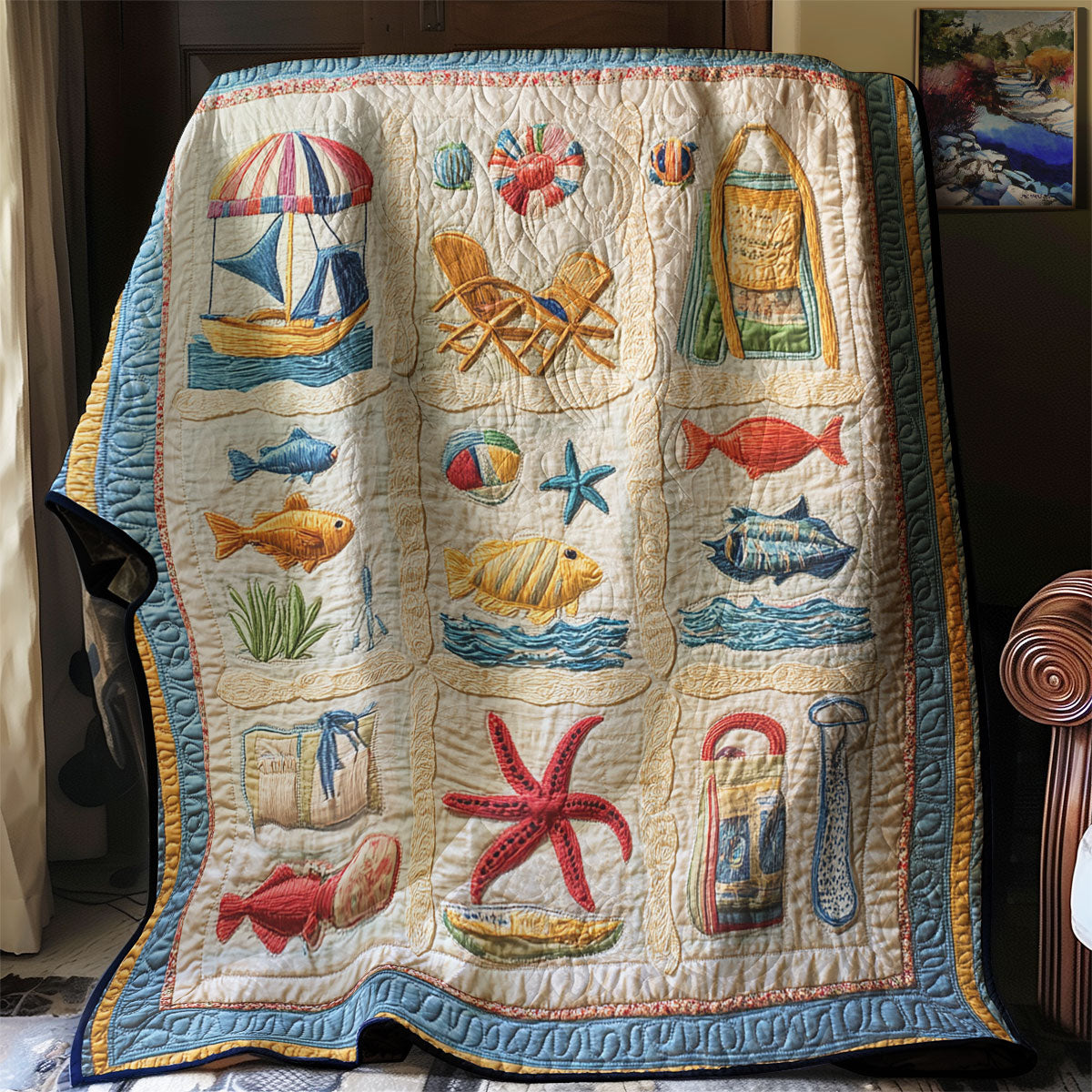 Beach Lover Quilt Blanket King Blanket Gifts For Mum For Christmas
