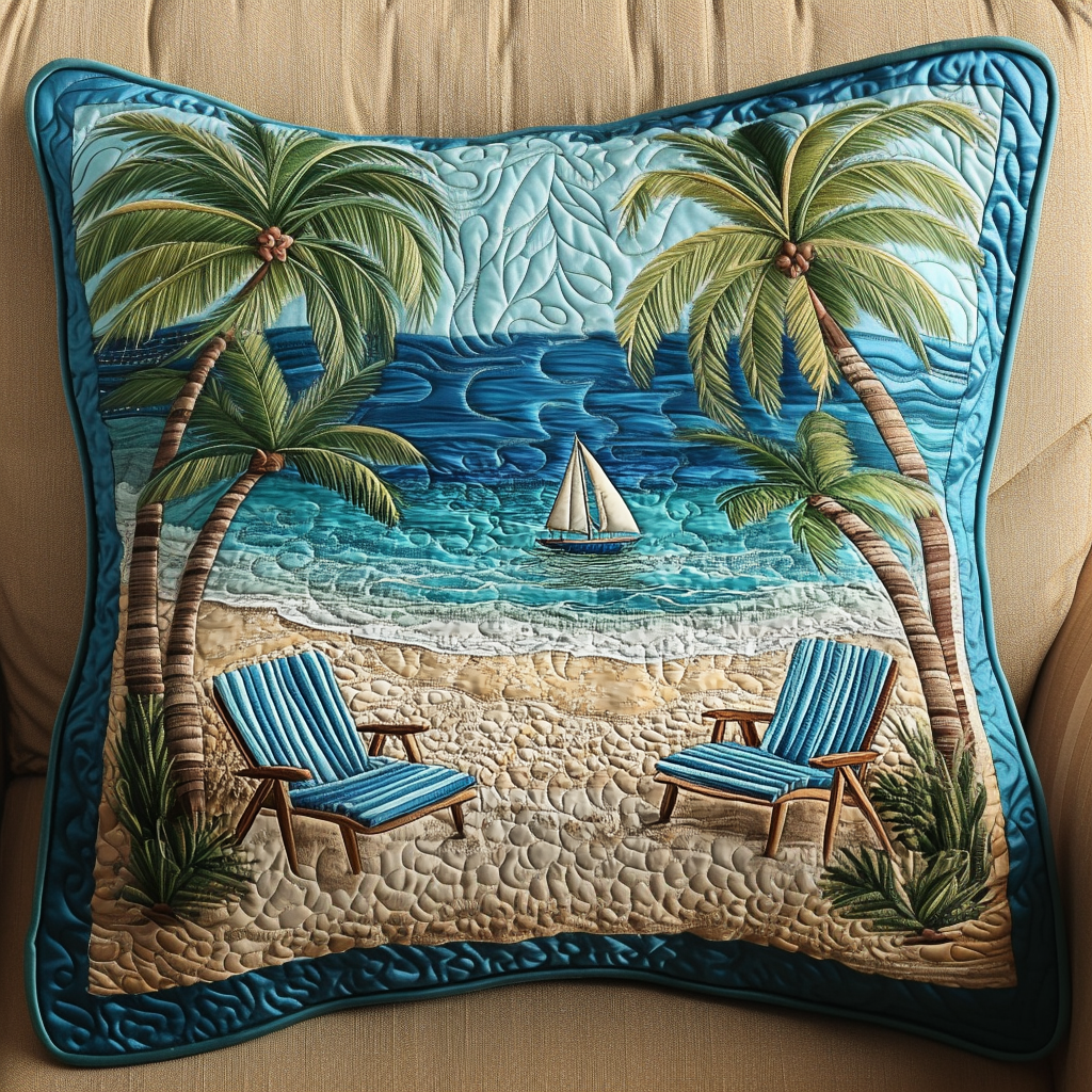 Beach Memories Quilted Pillow Case Decorative Pillow Cases Great Gifts For Beach Lovers