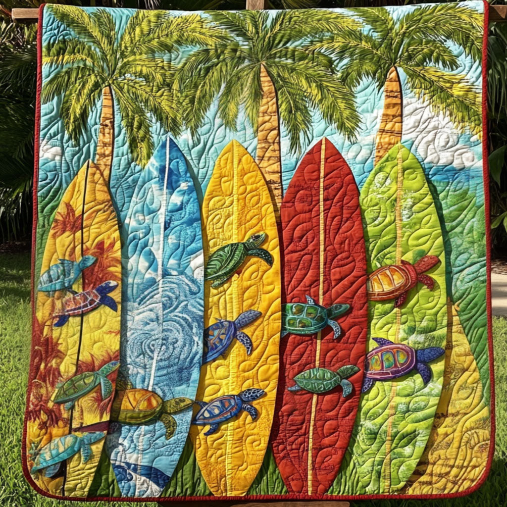 Beach Paradise Quilted Blanket Winter Decor Blanket Best Gifts For Surfers