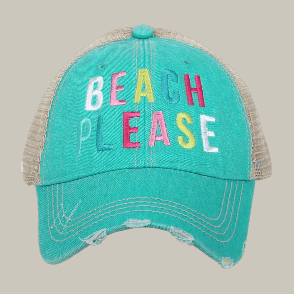 Beach Please Trucker Hat Beach Accessories Katydid Brand Cap Funny Gift For Him