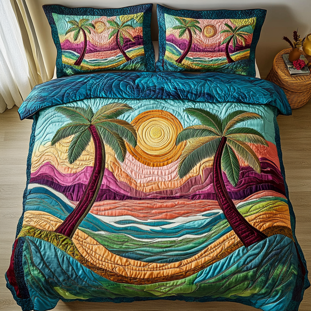 Beach Retreat Quilted Bedding Set Bed Decor Ideas Gifts For Surfer Boyfriend