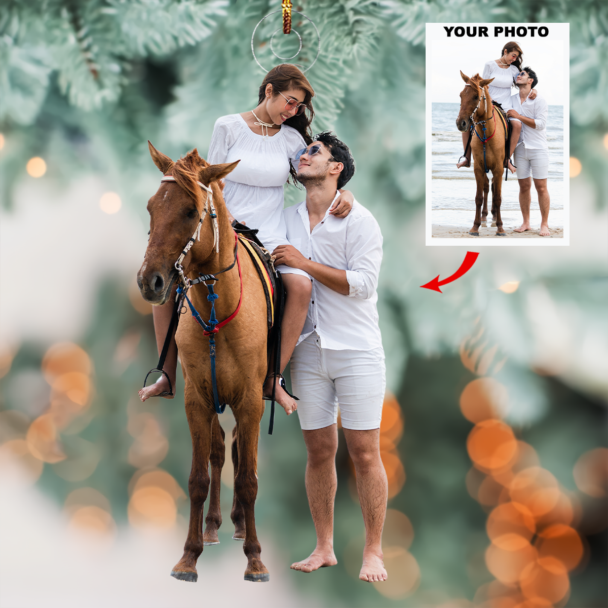Beach Ride Personalized Photo Mica Ornament Gift For Couple Family Members