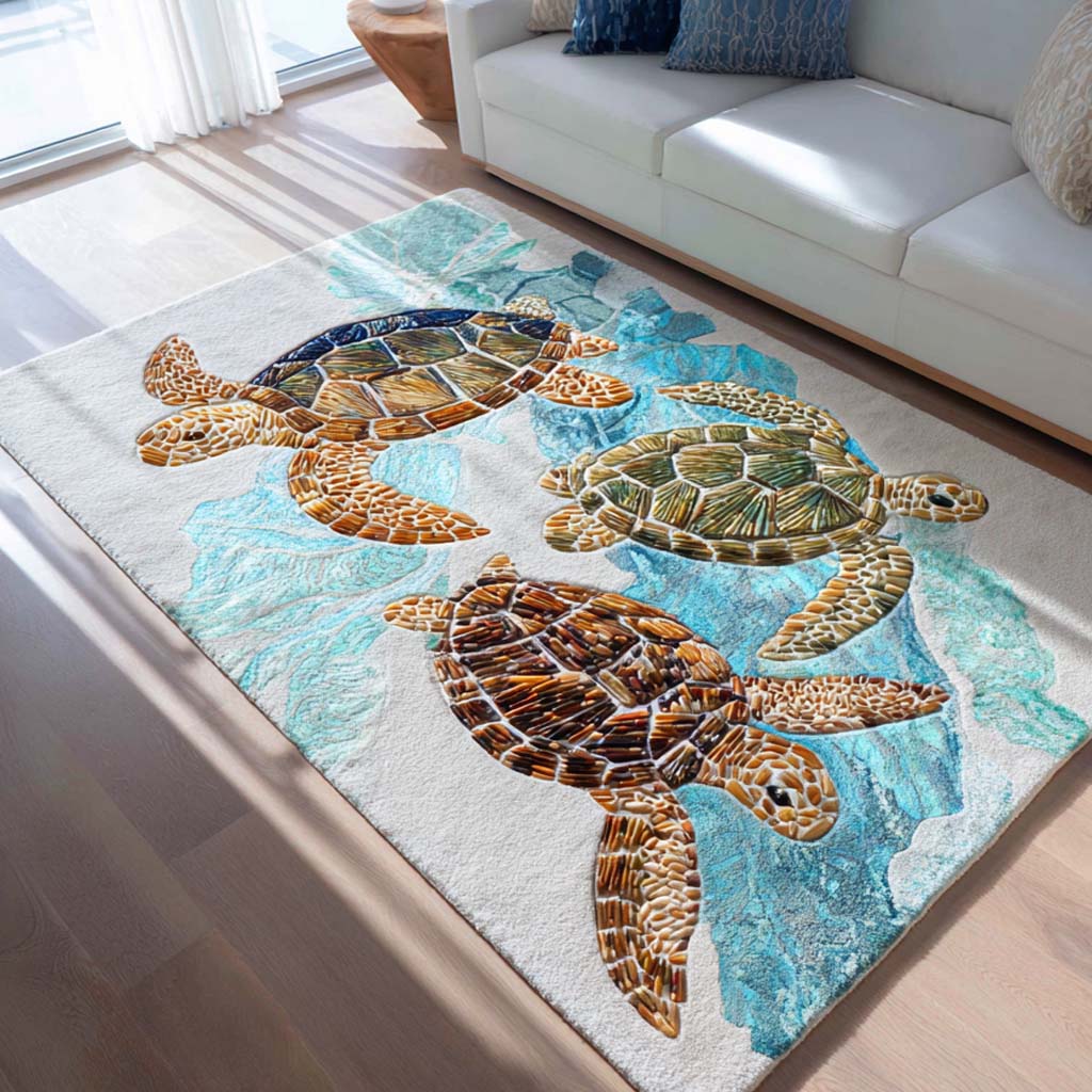 Beach Turtle Area Rug Living Room Rugs Useful Gift for Mom