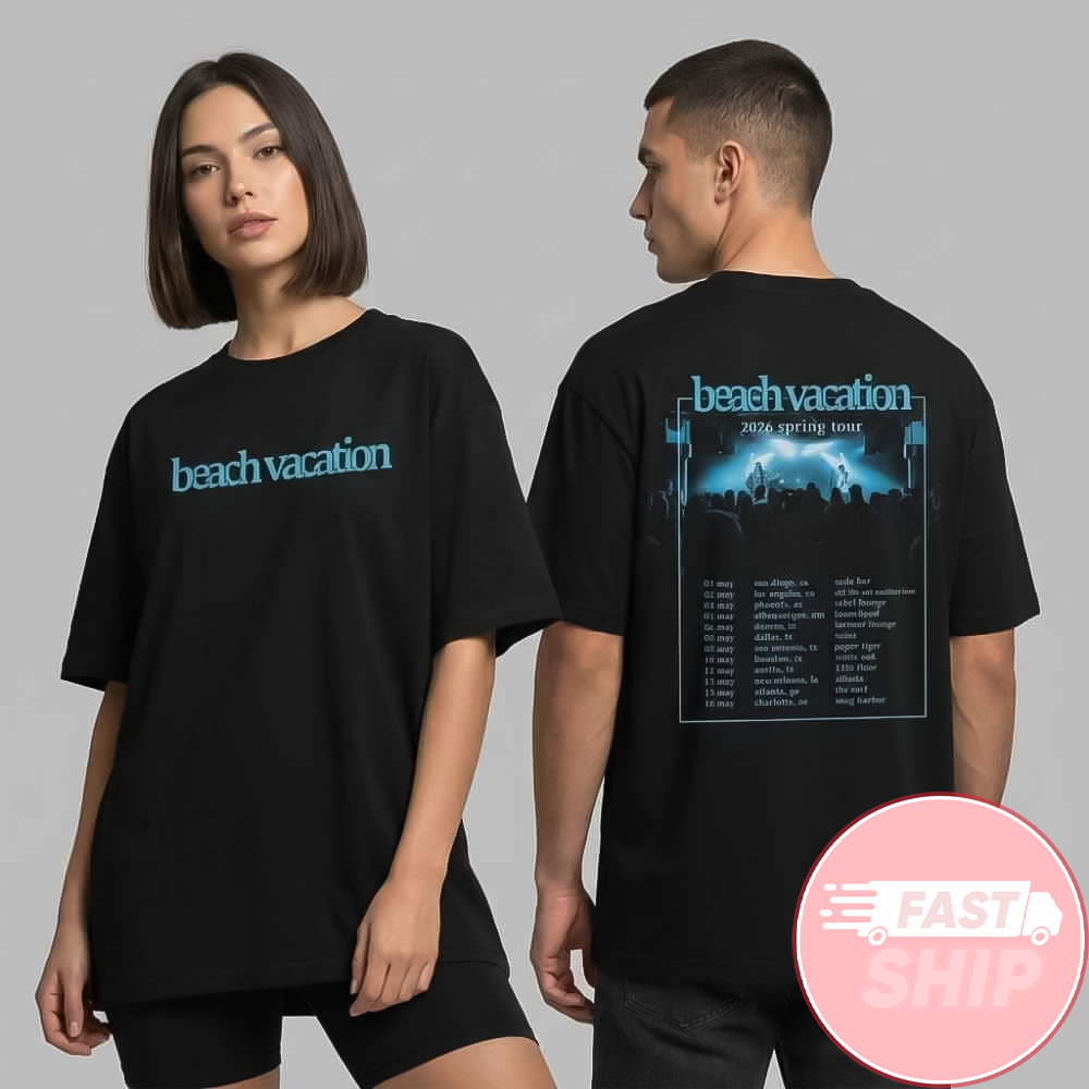 Beach Vacation 2026 Spring Tour And Coping Habits Vinyl Repress May Tour Dates Poster T-Shirt Beach Vacation 2026 Spring Tour And Coping Habits Vinyl Repress May Tour Dates Poster T-Shirt