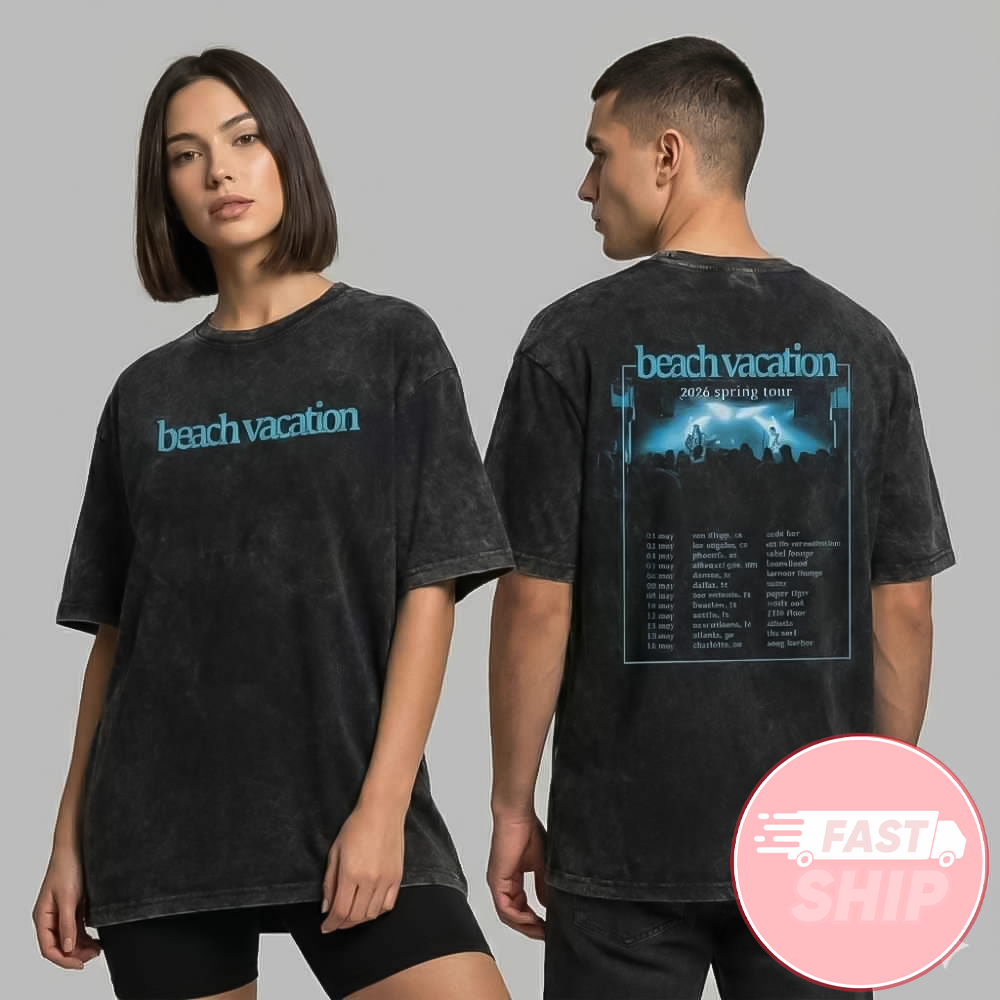 Beach Vacation 2026 Spring Tour And Coping Habits Vinyl Repress May Tour Dates Poster Washed T-Shirt