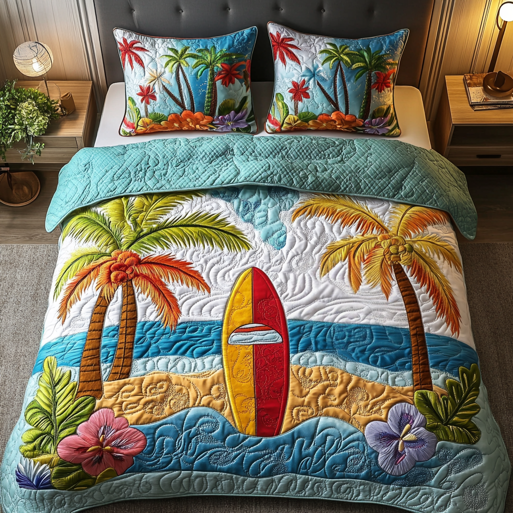 Beach Vibes Quilted Bedding Set Thoughtful Bedroom Gift Idea for Any Occasion