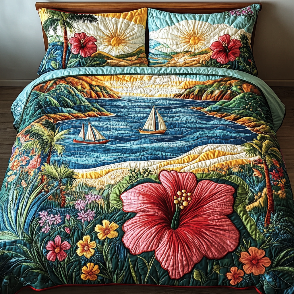 Beachcomber Bliss Quilted Bedding Set Duvet Cover Queen Meaningful Gifts For Mom
