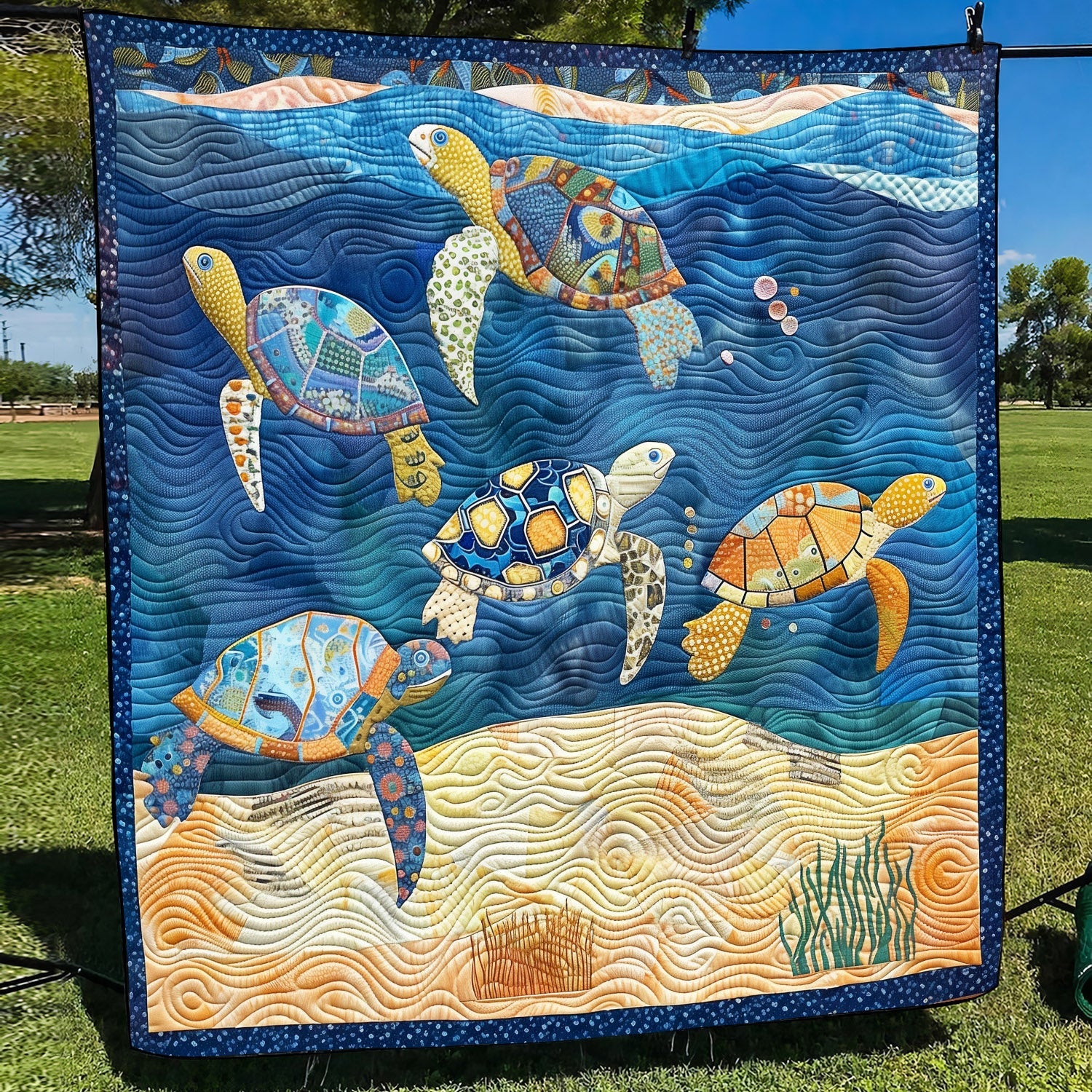Beachcomber Turtles Quilted Blanket Turtle Gifts For Adults