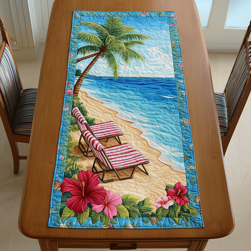 Beachfront Bliss Quilted Table Runner Beach Theme Table Runner Family Holiday Gifts