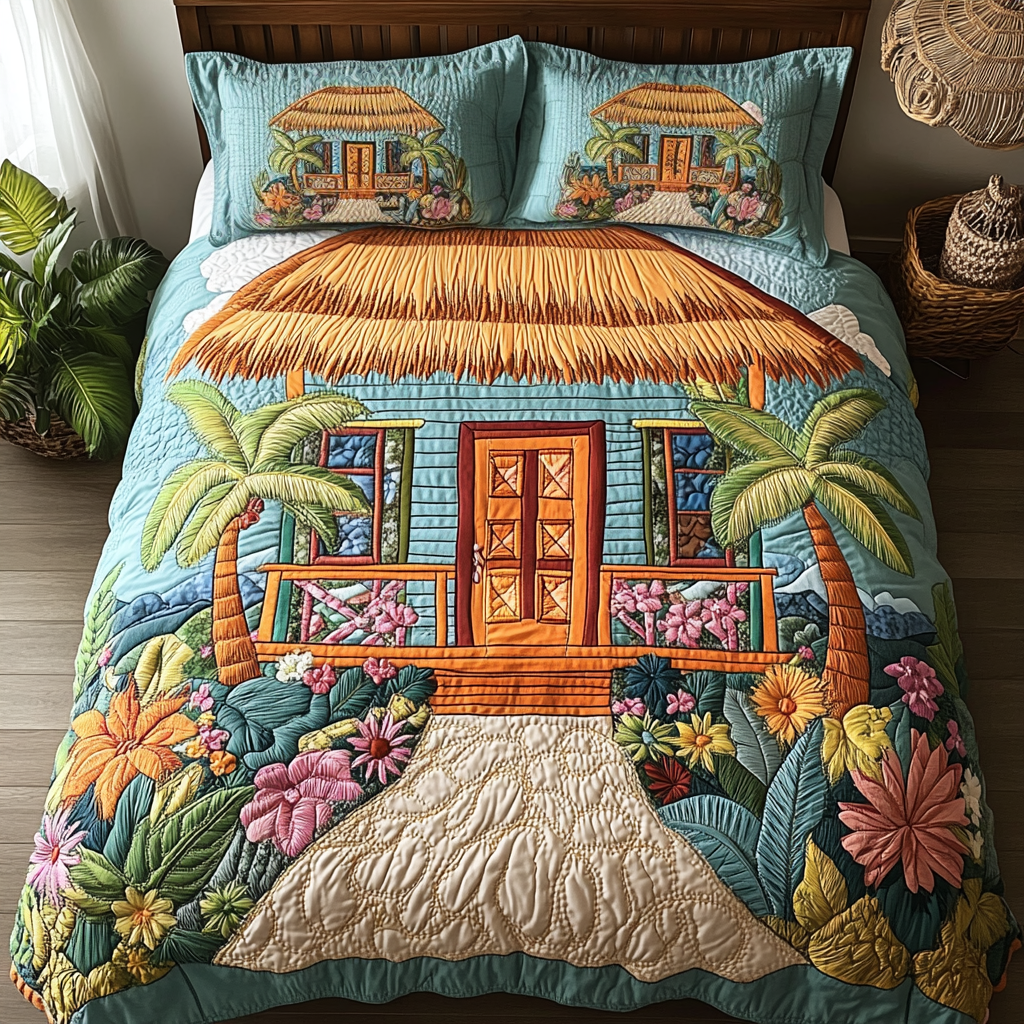 Beachfront Escape Quilted Bedding Set Floral Duvet Cover Birthday Presents For Mum