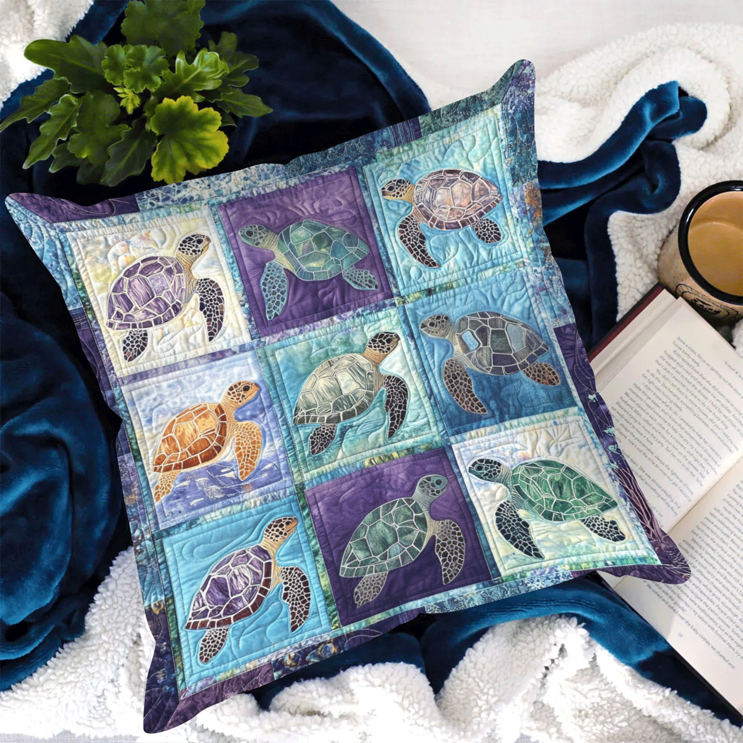Beachfront Harmony Quilted Pillow Case Elegant Holiday Pillow Cover