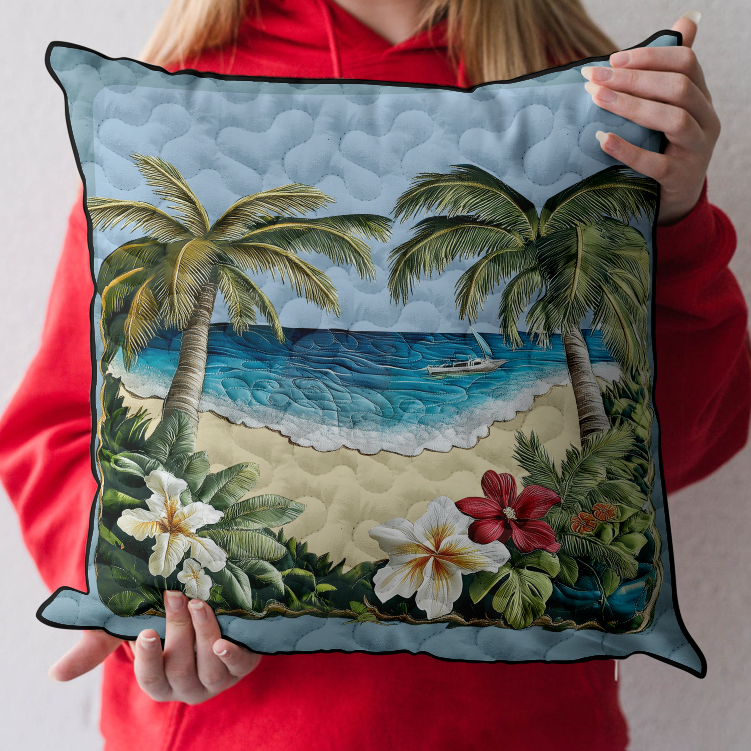 Beachfront Serenity Quilted Pillow Case Best Cool Pillow Cases Good Gifts For Beach Lovers