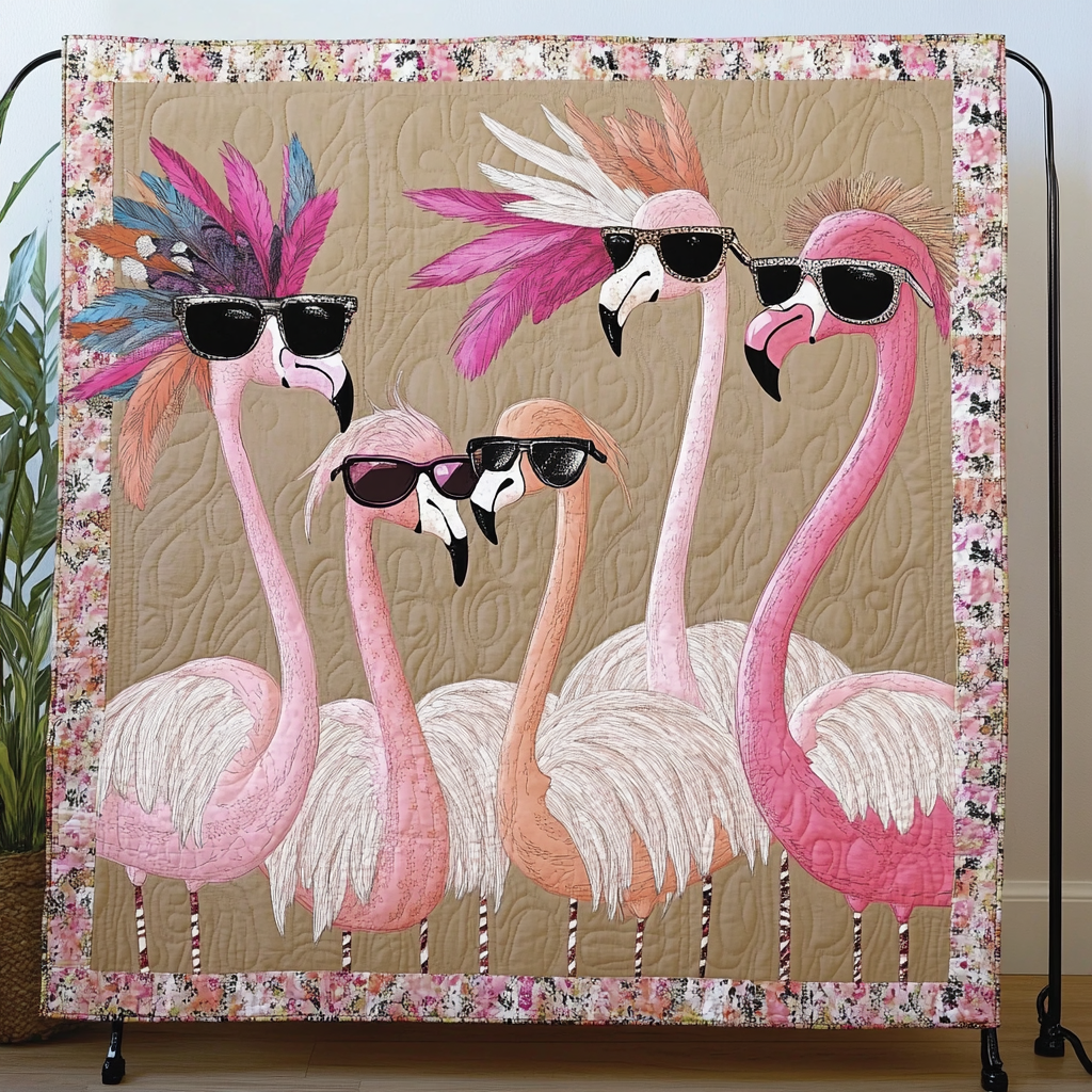 Beachside Beauties Quilted Blanket Flamingo Gifts For Ladies