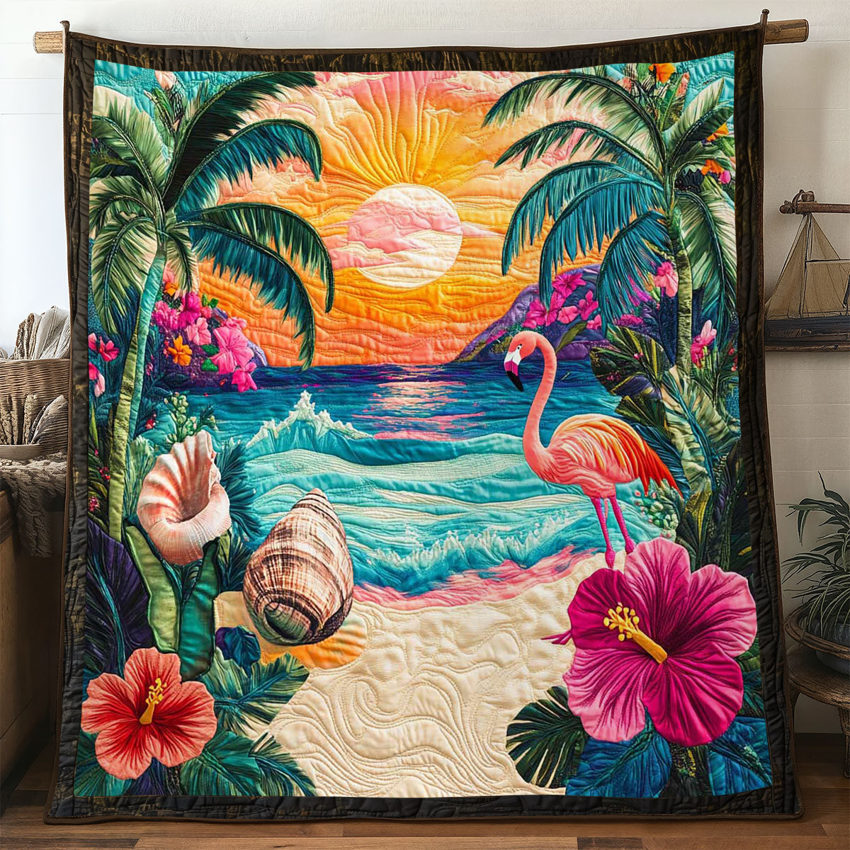 Beachside Bloom Quilted Blanket Winter Blanket Great Gifts For Brothers