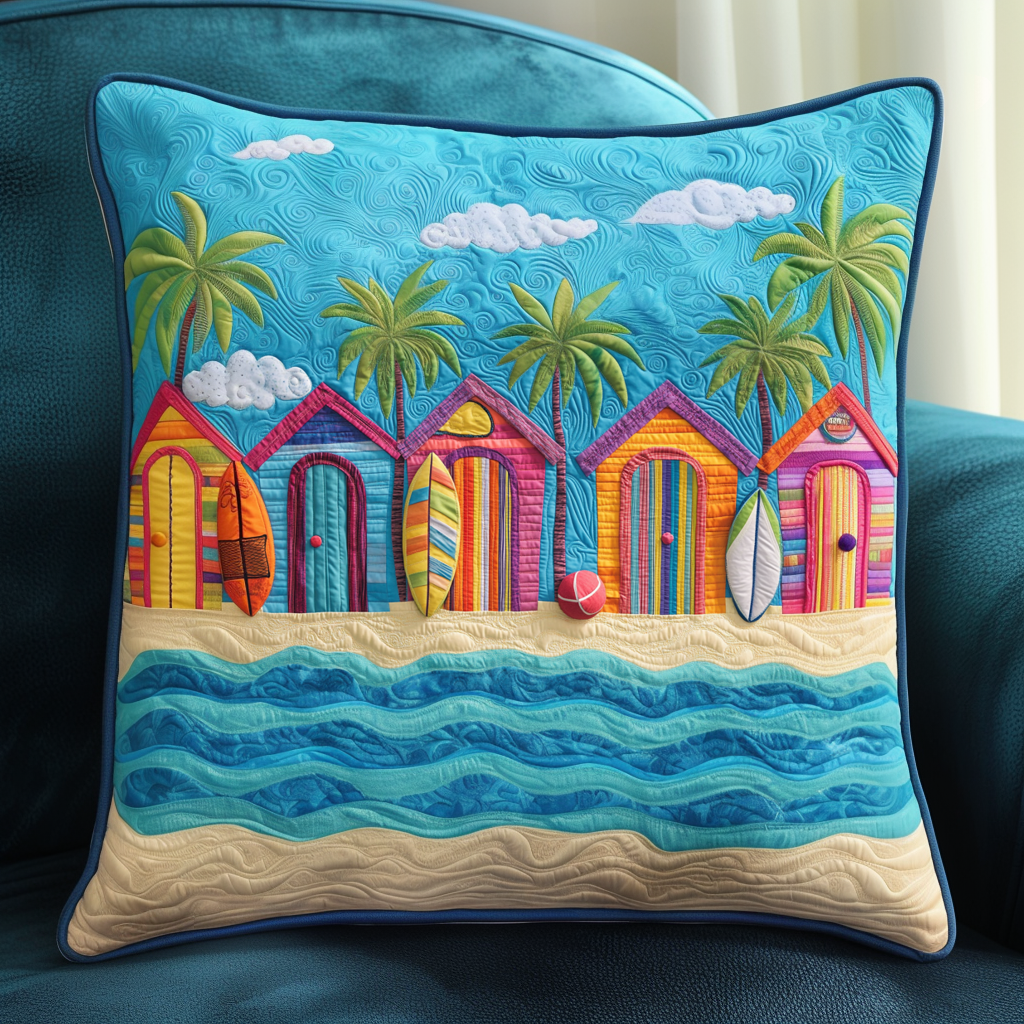 Beachside Escape Quilted Pillow Case Best Cool Pillow Cases Ocean Themed Gift Ideas