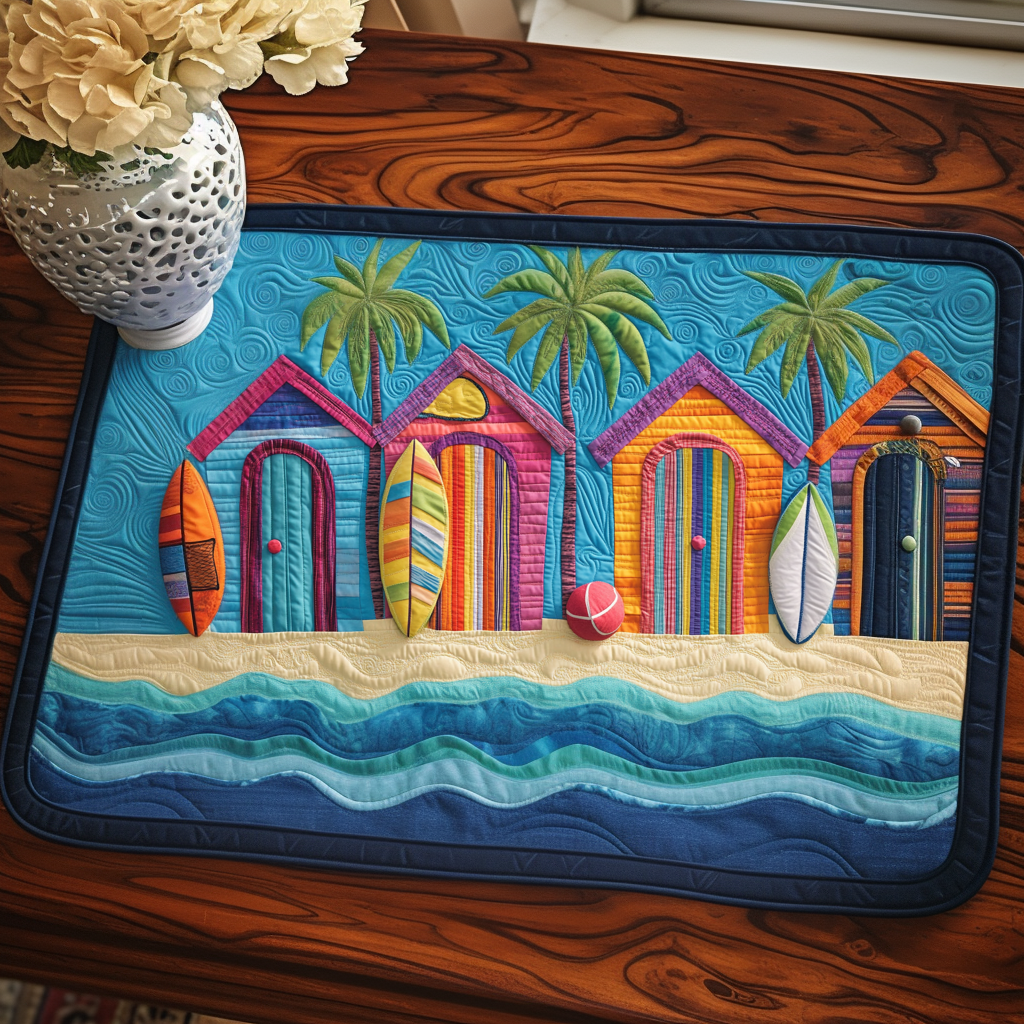 Beachside Escape Quilted Placemat Modern Holiday Decor Unique Gifts For Hummingbird Lovers