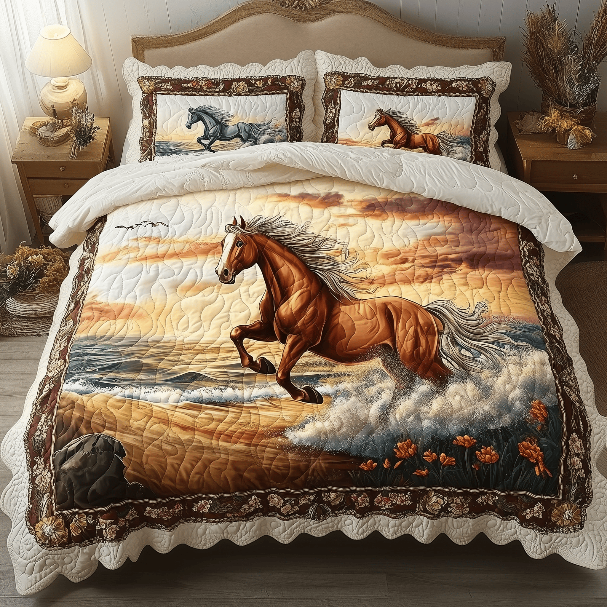 Beachside Runners Quilted Bedding Set Christmas Bedding Set Top Christmas Gifts 2024