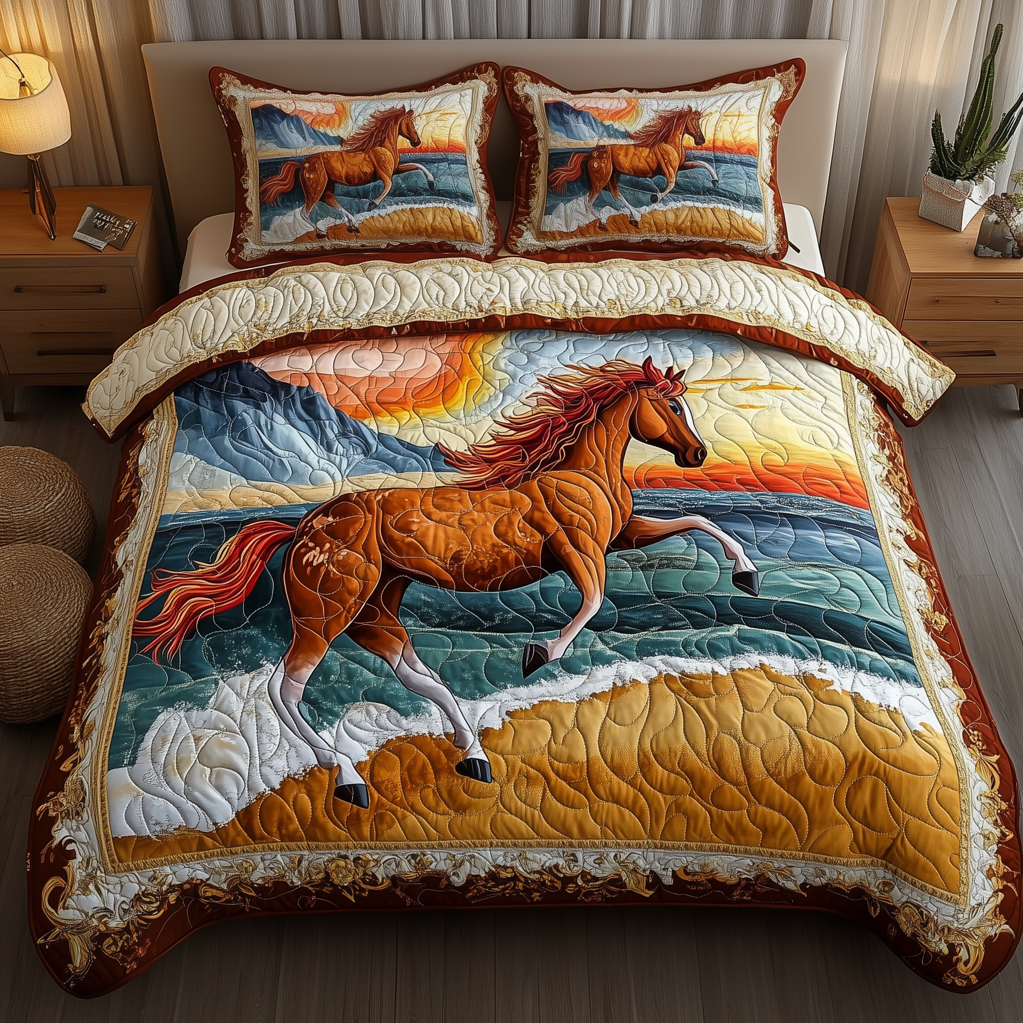 Beachside Runners Quilted Bedding Set Holiday Xmas Bedding Set Unique Christmas Gifts For Parents