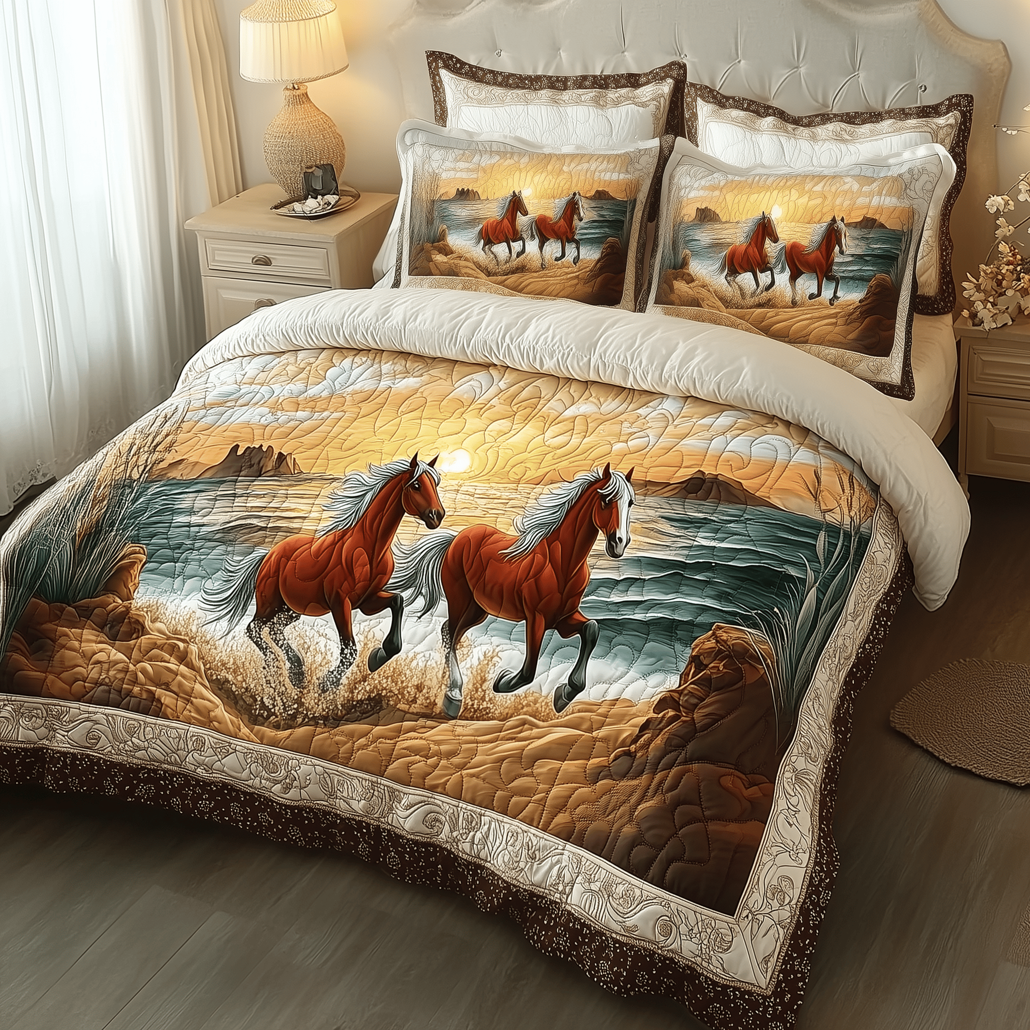 Beachside Runners Quilted Bedding Set Xmas Bedding Set Romantic Christmas Gifts