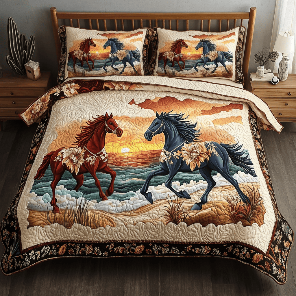 Beachside Runners Quilted Bedding Set Xmas Bedding Set Unique Christmas Gifts For Parents