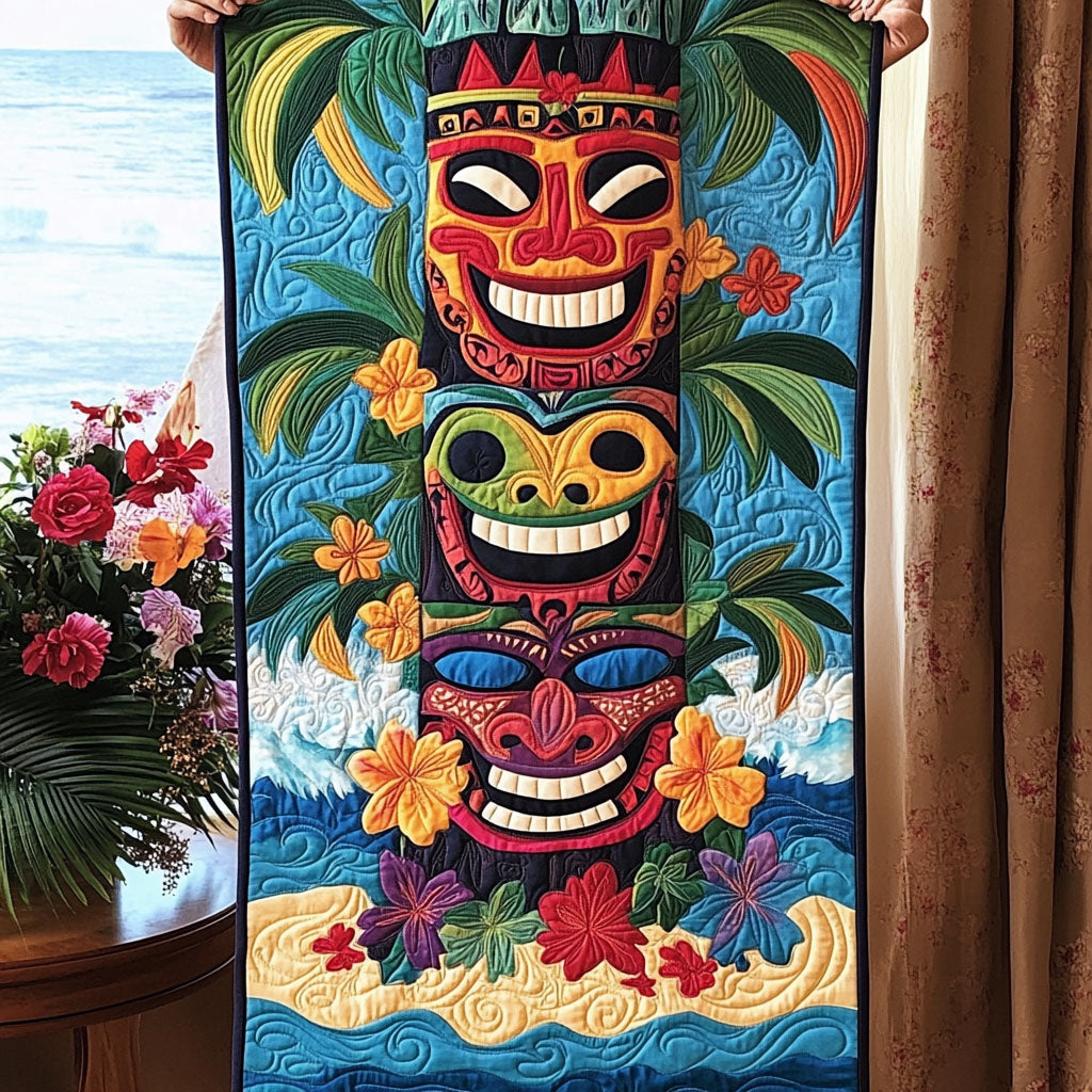 Beachside Totems Quilted Table Runner Floral Table Runner Birthday Gifts For Friends