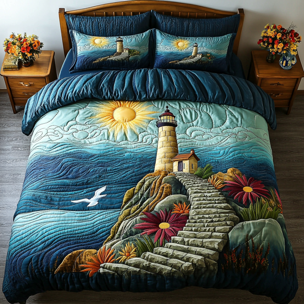 Beacon Of Hope Quilted Bedding Set Beautiful Bedding Merch Gift for a Peaceful Sleep