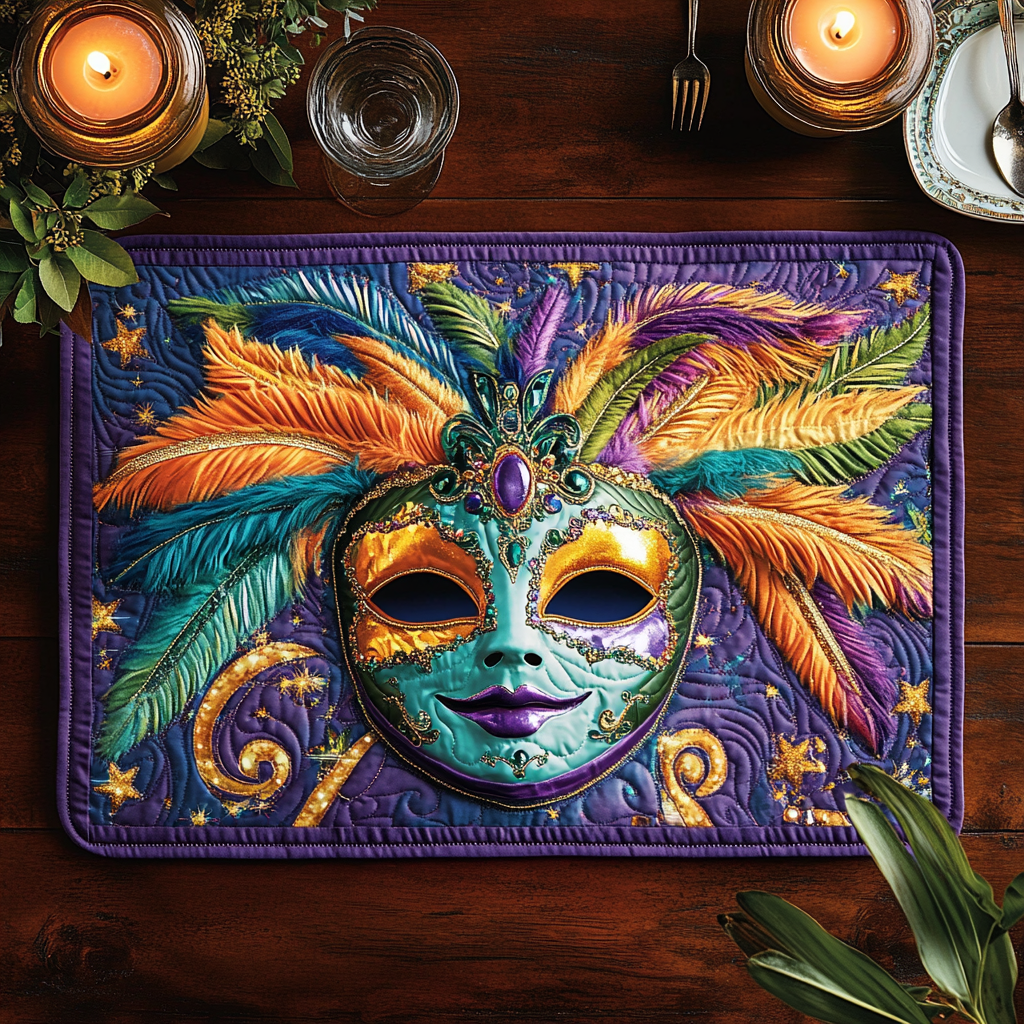 Beads and Bliss Quilted Place Mat Modern Holiday Decor 