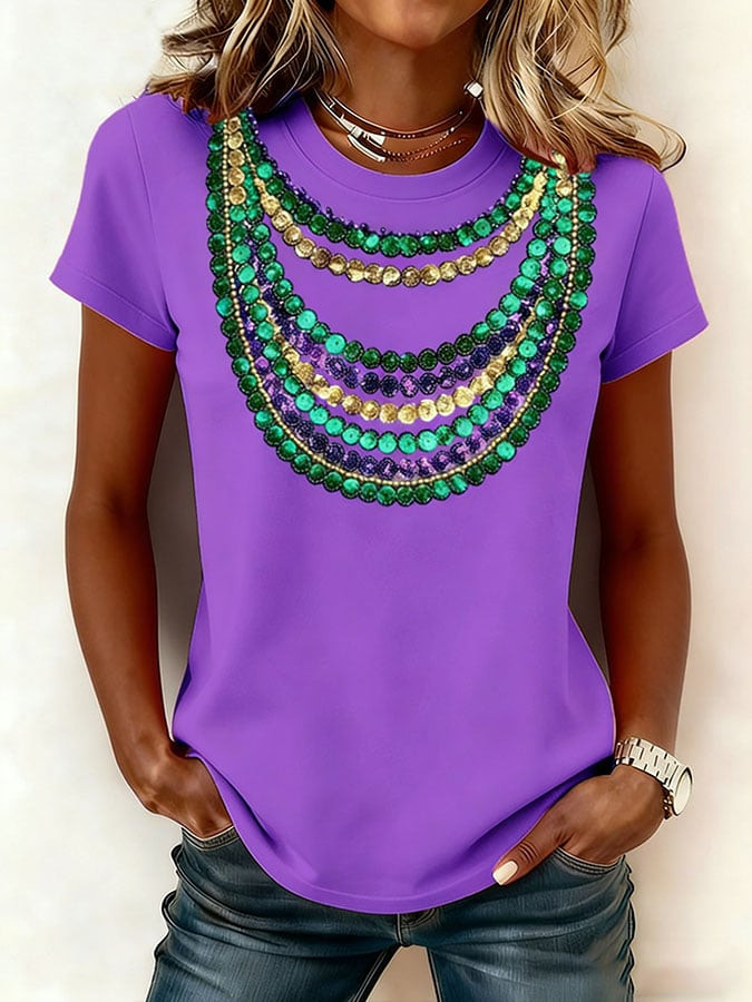 Beads Necklace Mardi Gras T-Shirt Fleur De Lis Mardi Gras Clothes Women Gifts For Mom Beads Necklace Mardi Gras T-Shirt Fleur De Lis Mardi Gras Clothes Women Gifts For Mom