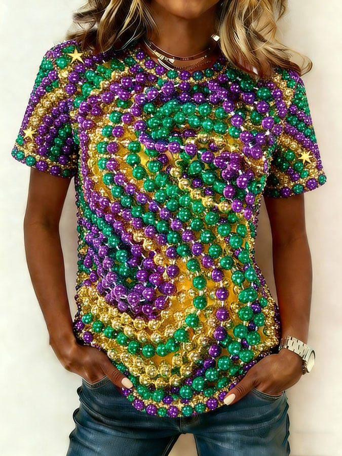 Beads Necklaces Mardi Gras Shirt Mardi Gras Women's Clothing Gift Ideas For Sister