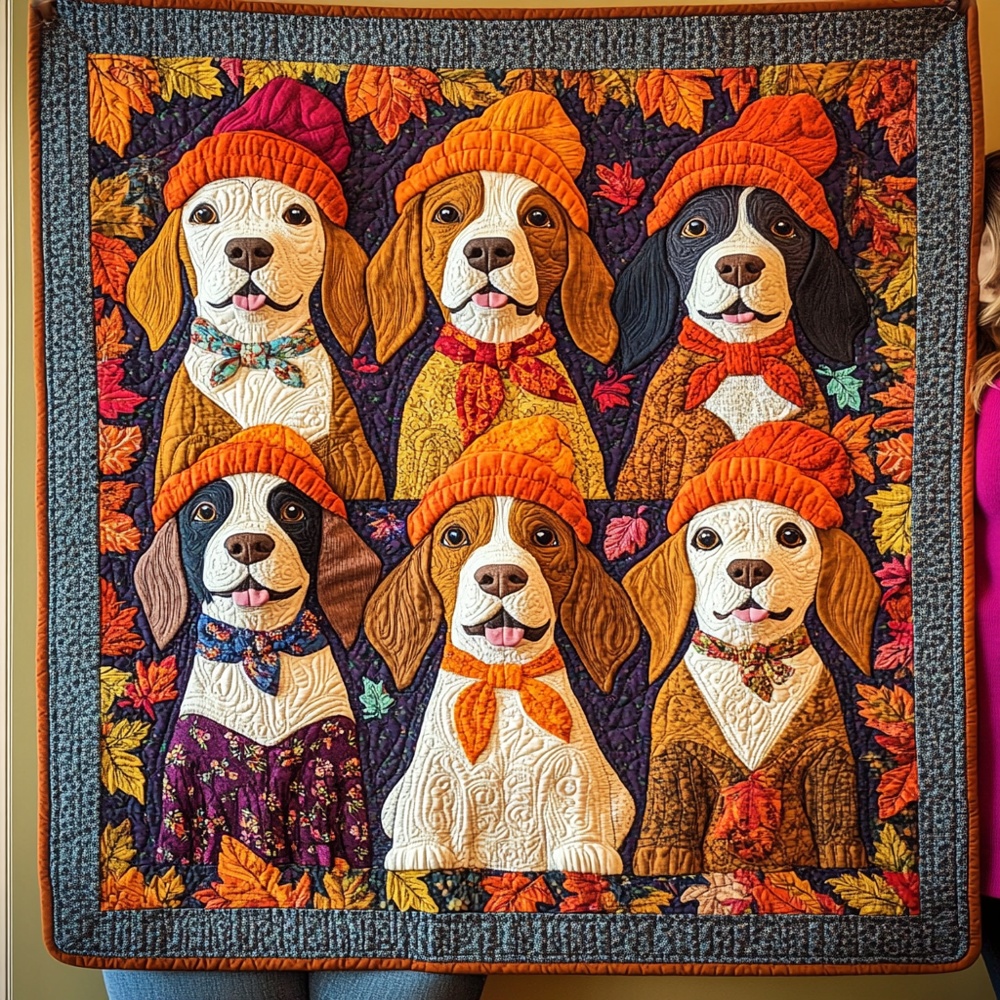 Beagle Autumn Fashion Quilted Blanket Fall Dog Cozy Bedding Warm Throw Best Gift Beagle Lovers