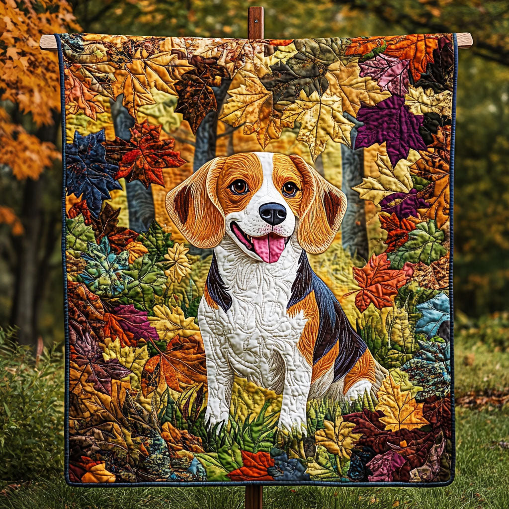 Beagle Autumn Hike Quilted Blanket Cute Blankets For Bed