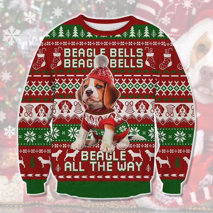 Beagle Bells All The Way Ugly Christmas Sweater Winter Clothes Presents For Beagle Lovers