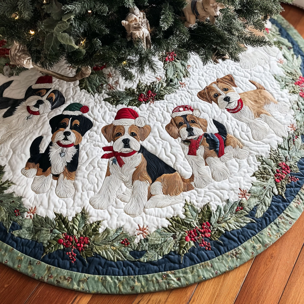 Beagle Berry Quilted Christmas Tree Skirt Xmas Tree Decor Beagle Themed Gifts