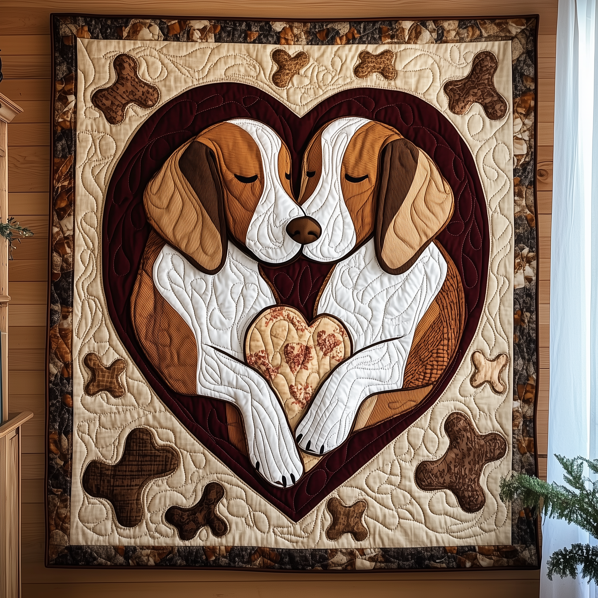 Beagle Bond Of Love Cute Puppy Quilted Blanket Warm Heart Beagle With Heart Present Ideas