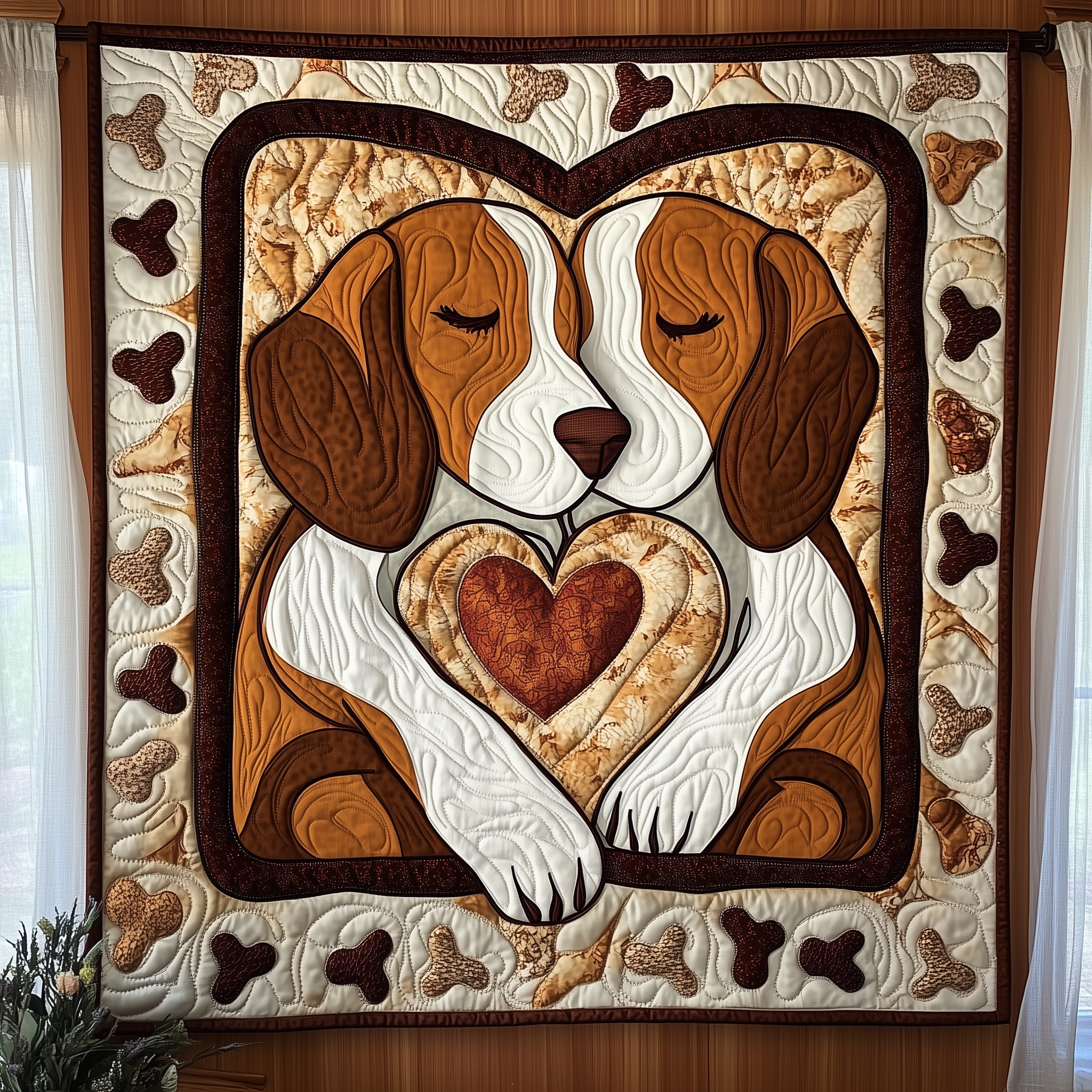 Beagle Bond Of Love Fluffy Quilted Blanket Couple Mom Dog Sleep Beagle With Heart Present Ideas