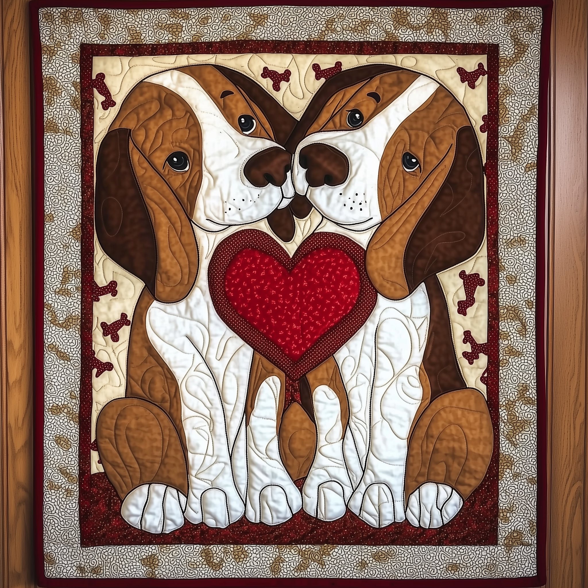 Beagle Bond Of Love Friendly Quilted Blanket Dog Mom Pet Lover Beagle With Heart Present Ideas