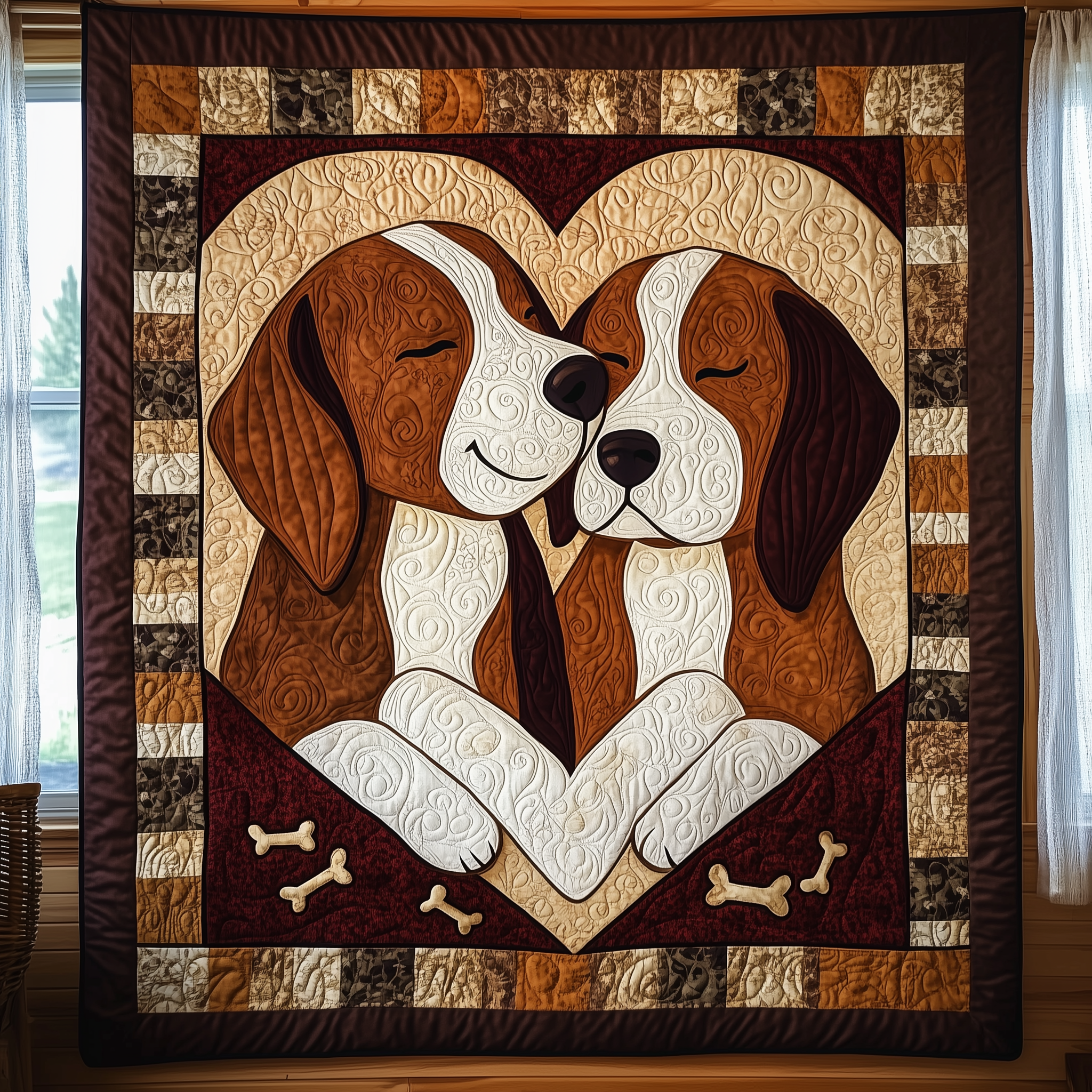 Beagle Bond Of Love Happy Quilted Blanket Couple Dog Happy With Heart Present Ideas