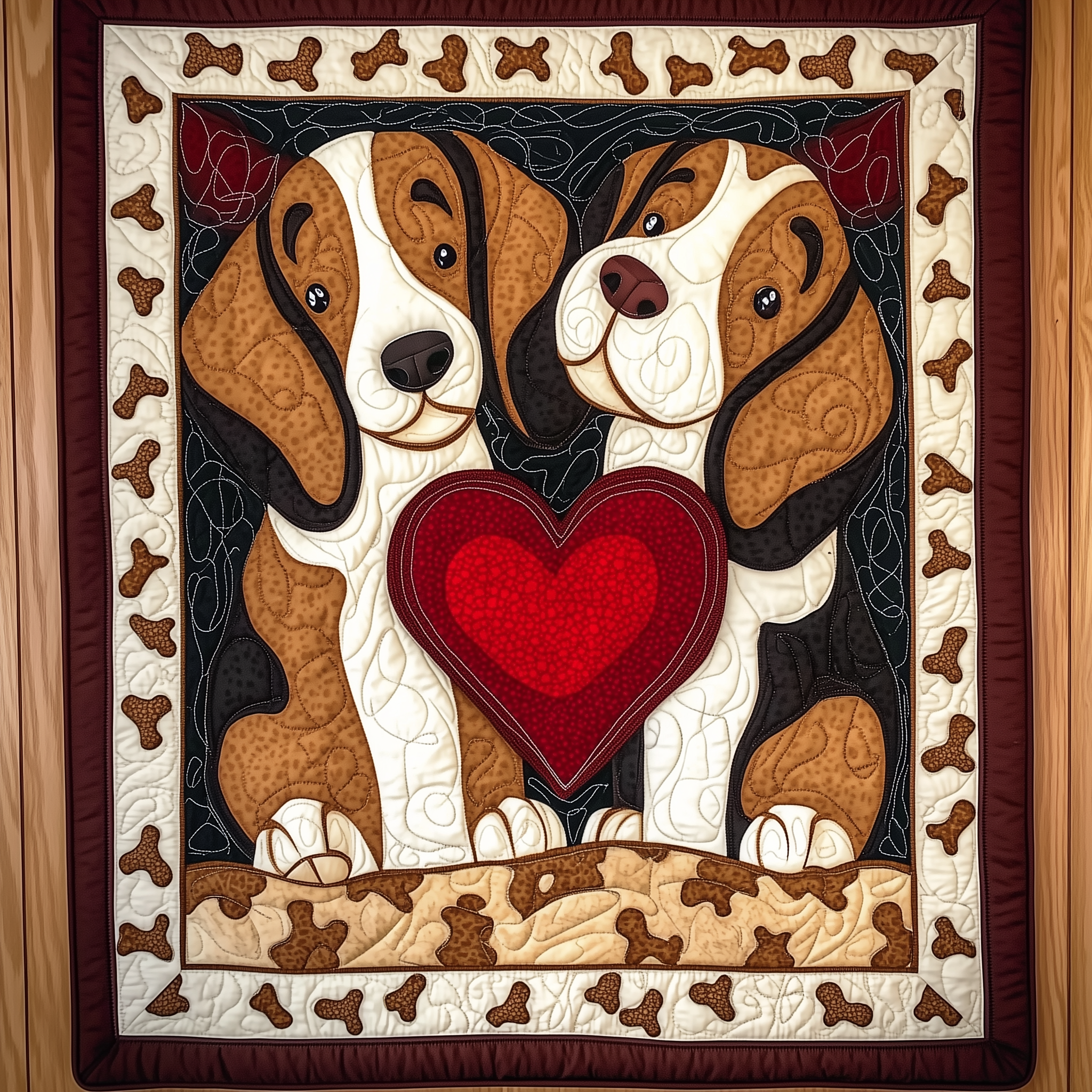 Beagle Bond Of Love Small Quilted Blanket Gift Beagle With Heart Present Ideas