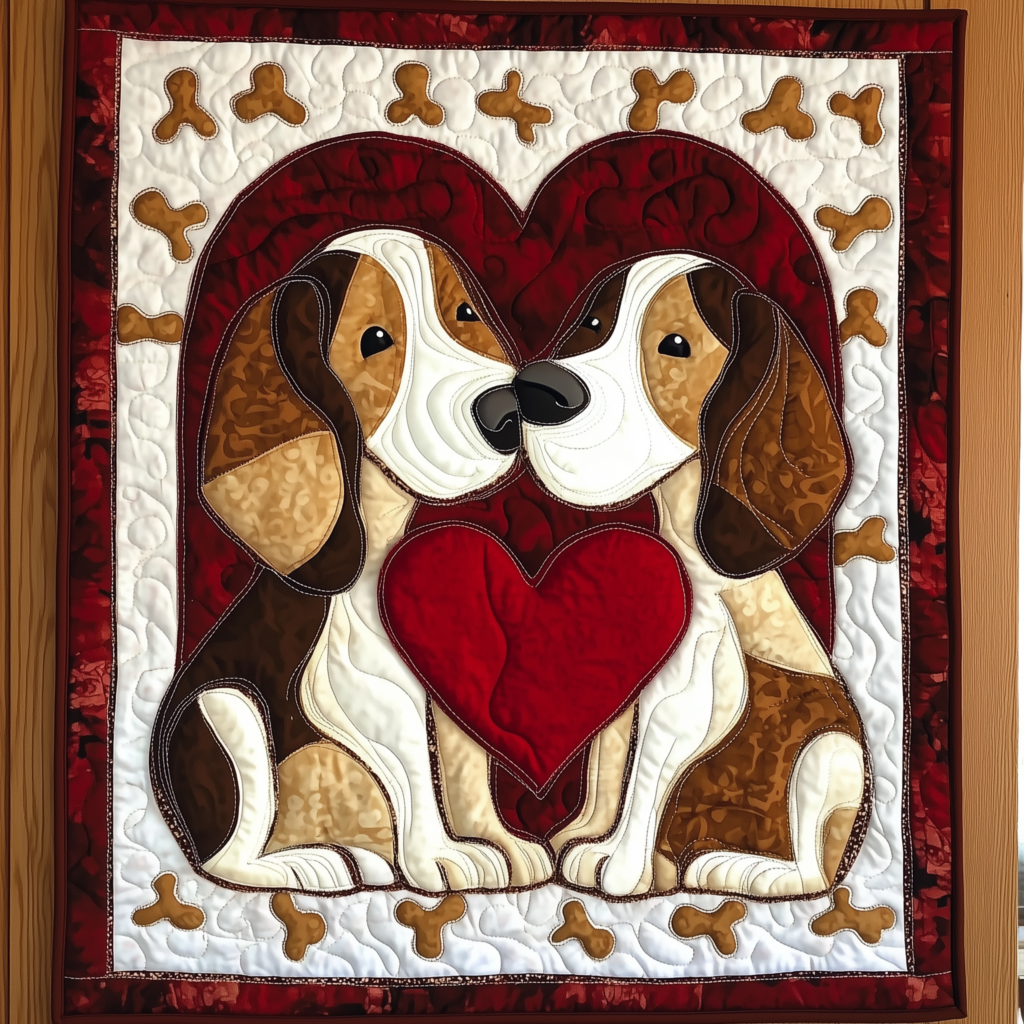 Beagle Bond Of Love Tiny Quilted Blanket Puppy Couple Gift Beagle With Heart Present Ideas